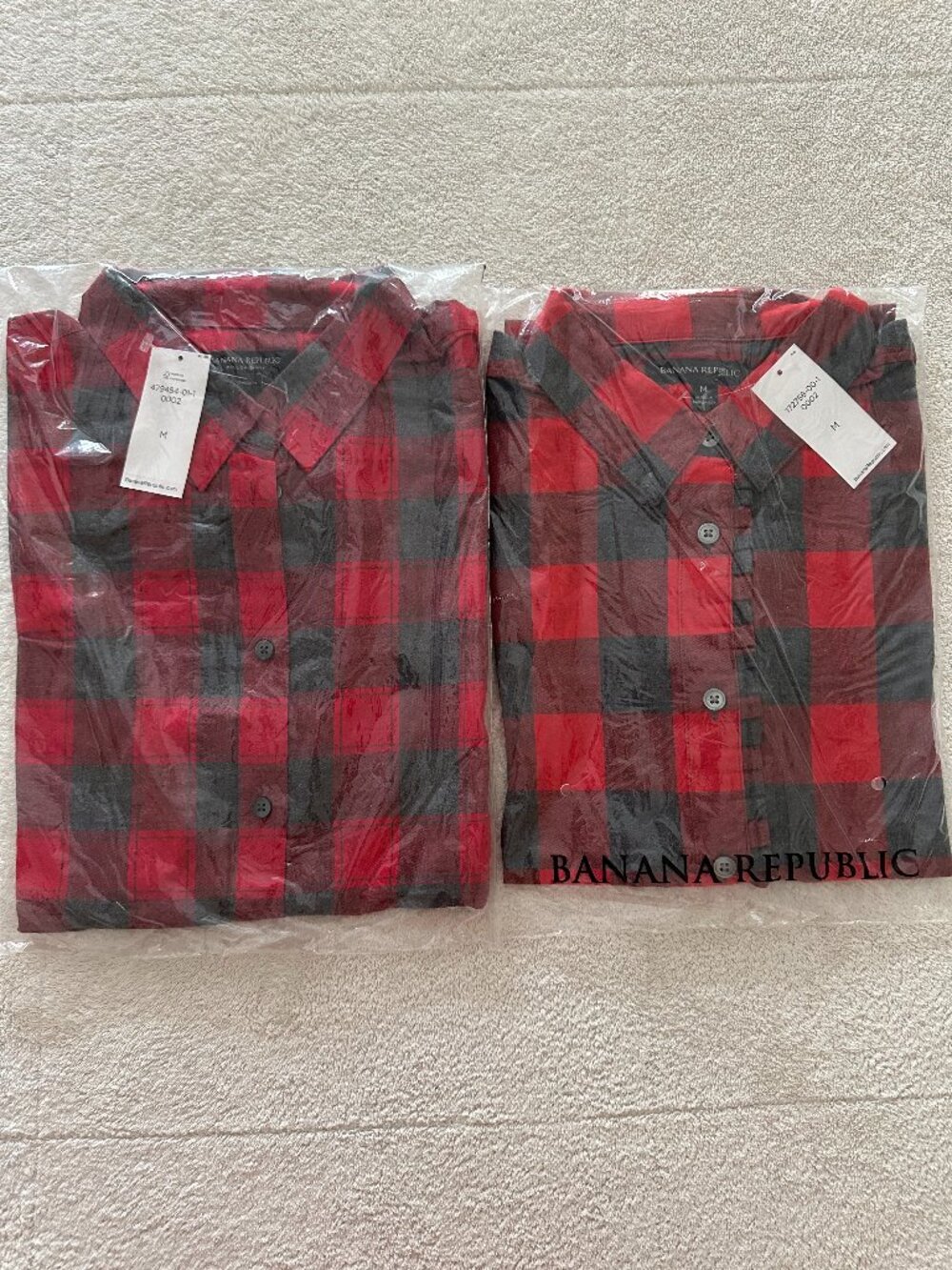2 NEW NWT Banana Republic Men’s Plaid & Flannel Button Down Shirt Lot Red Black